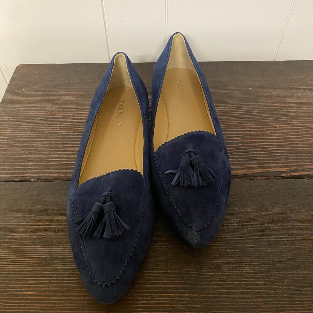 NWOT Talbots Francesca Driving Moccasins. Navy. 100% Leather Suede. Size 10. - Picture 4 of 5